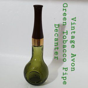 Vintage Avon After-Shave Green Tobacco Pipe Empty Decanter Bottle